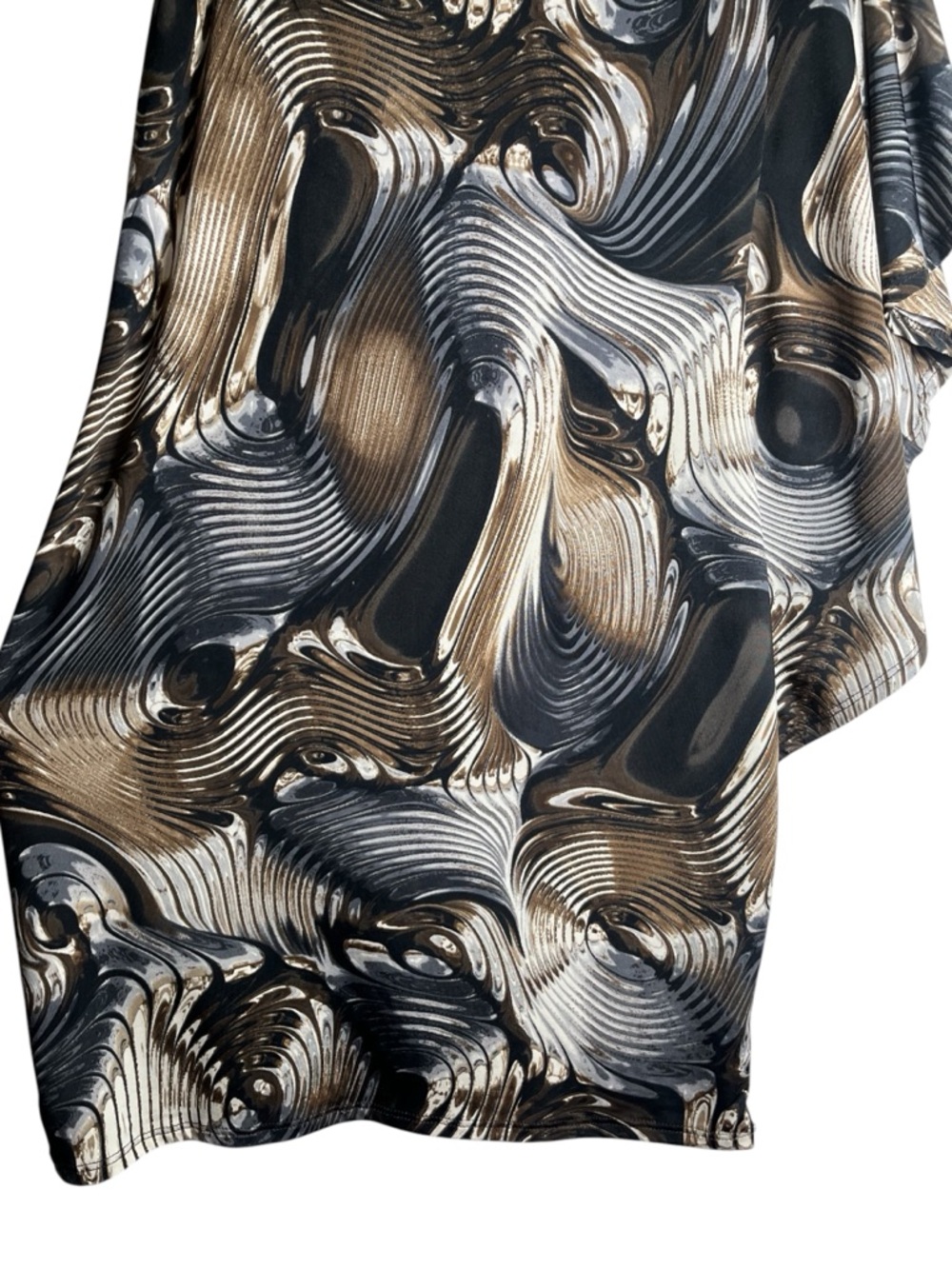 S-twelve Rhinestone Neck Abstract Tunic Top Y2K Black Brown S - Picture 4 of 8